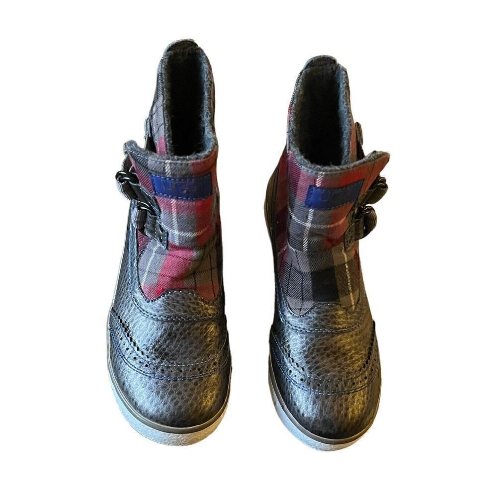 UGG Marais Womens Size 6M EU37 Gray Plaid Wool Lined Waterproof‎ Ankle Boots